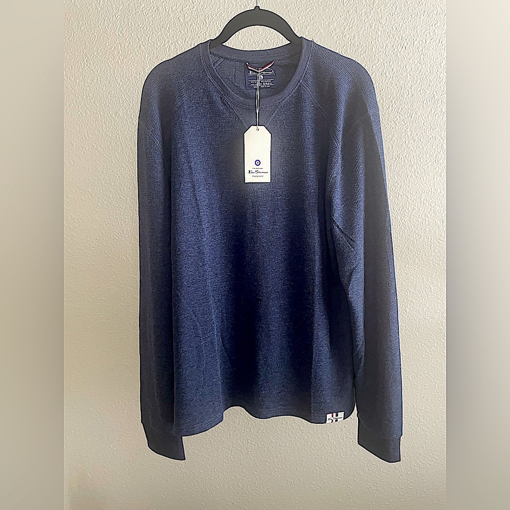 Men’s L Ben Sherman Longwear shirt in Navy, cotton & polyester blend, NEW